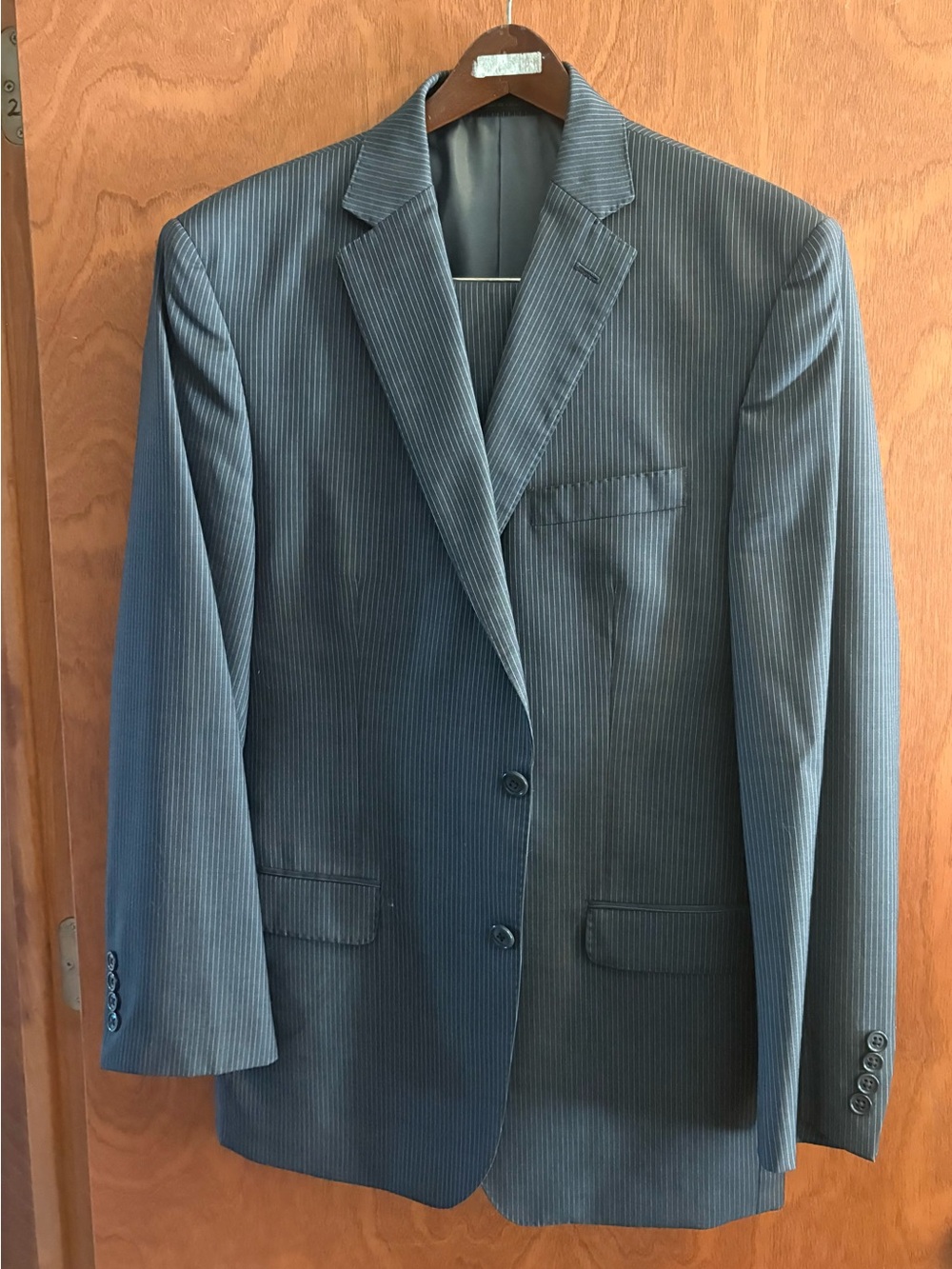 Calvin Klein gray pinstripe suit